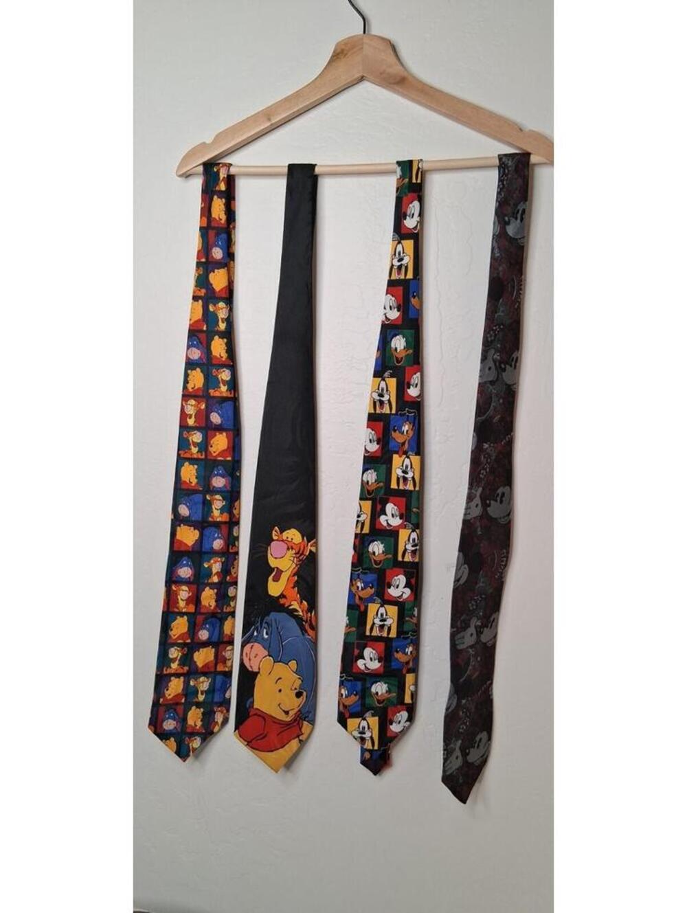 Lot of 4 Vtg Disney Character Ties Winnie the Pooh Mickey Mouse Donald Goofy